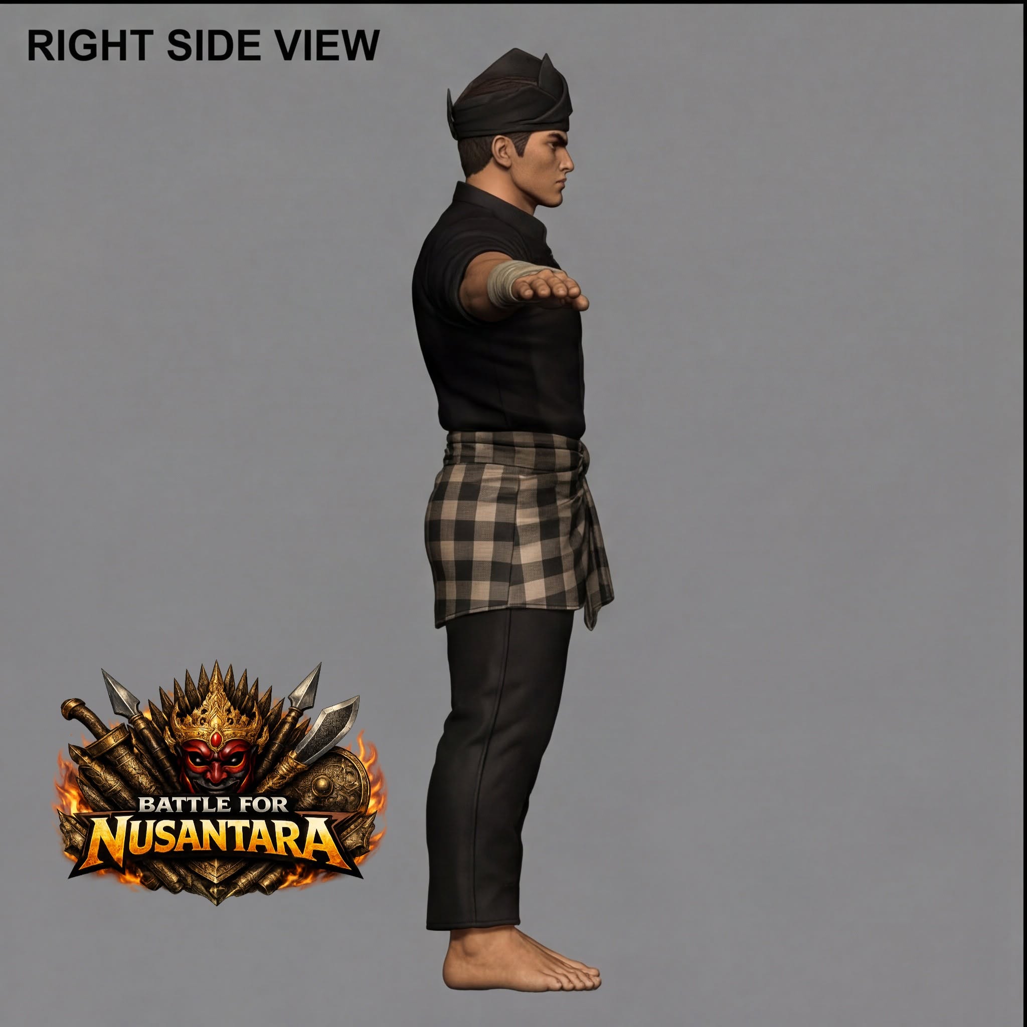 Malay warrior right side view